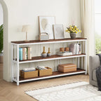 Table console/canapé industrielle à 3 niveaux 178 cm, marron/gris/blanc et marron