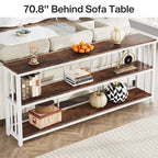 Table console/canapé industrielle à 3 niveaux 178 cm, marron/gris/blanc et marron