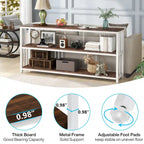 Table console/canapé industrielle à 3 niveaux 178 cm, marron/gris/blanc et marron