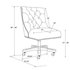 Fauteuil de bureau réglable touffeté en peluche beige avec base en bois gris, 1 personne