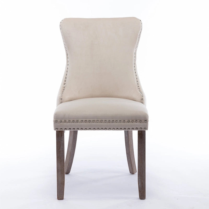 Chaise de salle à manger à dossier haut en velours beige/doré/gris/bleu, 1 personne