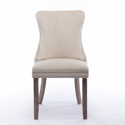 Chaise de salle à manger à dossier haut en velours beige/doré/gris/bleu, 1 personne