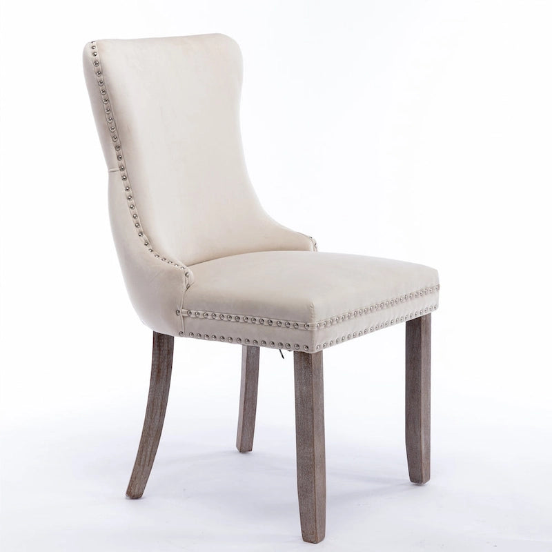 Chaise de salle à manger à dossier haut en velours beige/doré/gris/bleu, 1 personne
