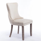 Chaise de salle à manger à dossier haut en velours beige/doré/gris/bleu, 1 personne