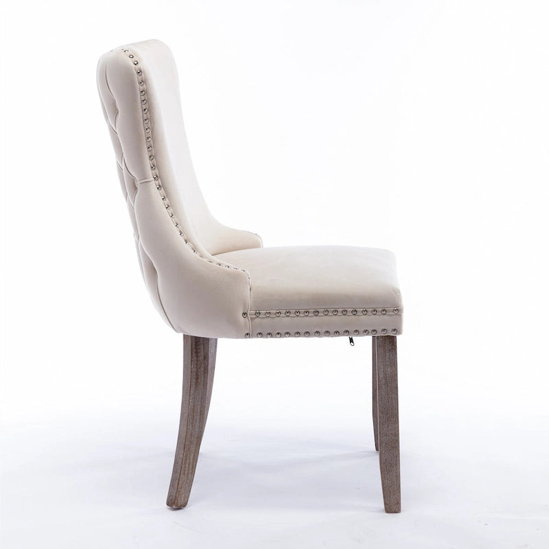 Chaise de salle à manger à dossier haut en velours beige/doré/gris/bleu, 1 personne