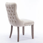 Chaise de salle à manger à dossier haut en velours beige/doré/gris/bleu, 1 personne