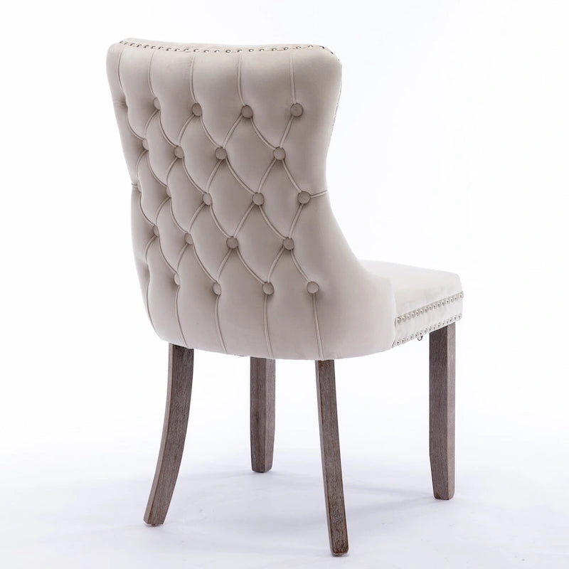 Chaise de salle à manger à dossier haut en velours beige/doré/gris/bleu, 1 personne