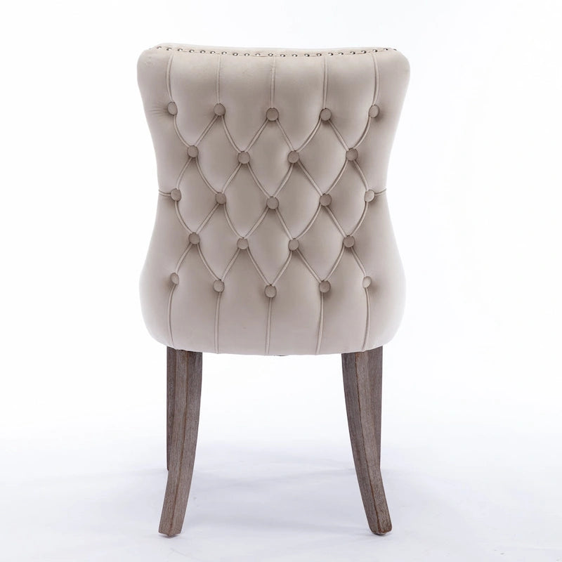Chaise de salle à manger à dossier haut en velours beige/doré/gris/bleu, 1 personne