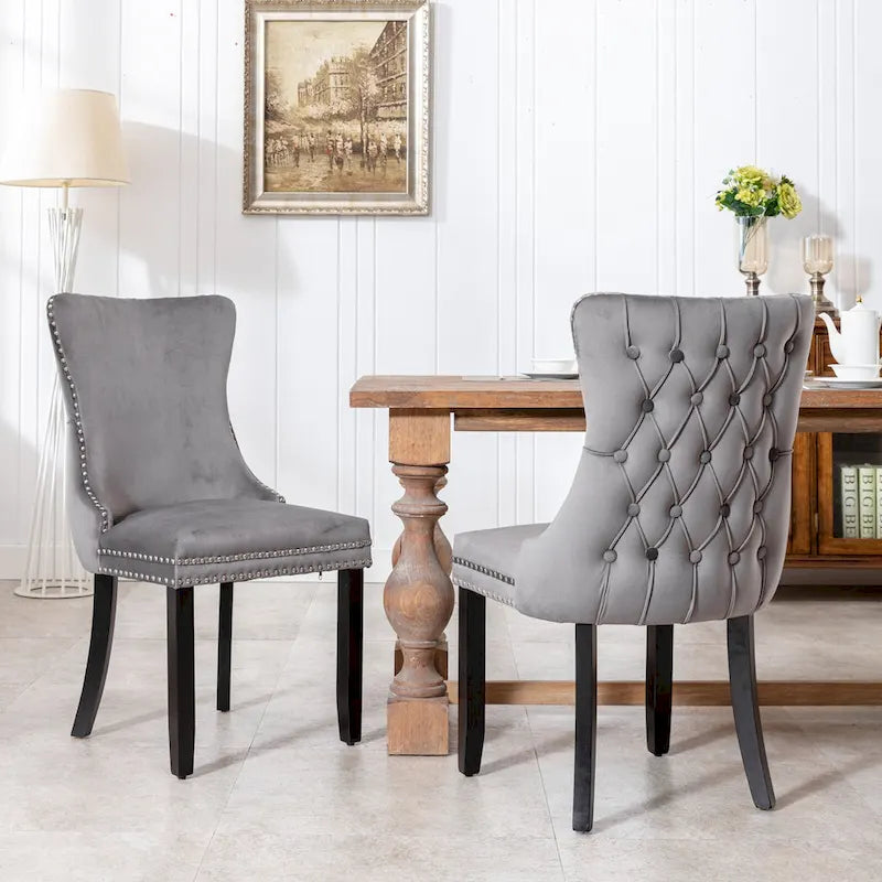 Chaise de salle à manger à dossier haut en velours beige/doré/gris/bleu, 1 personne