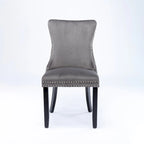 Chaise de salle à manger à dossier haut en velours beige/doré/gris/bleu, 1 personne
