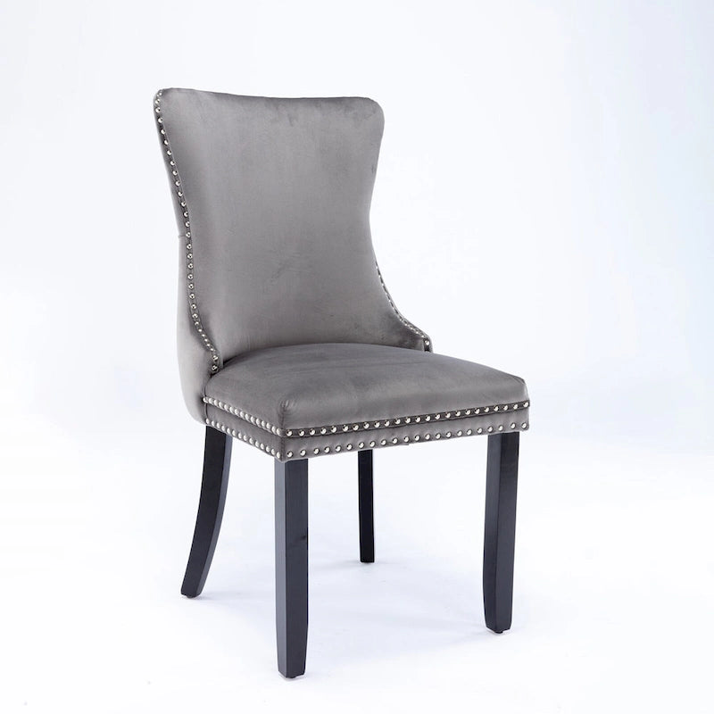 Chaise de salle à manger à dossier haut en velours beige/doré/gris/bleu, 1 personne