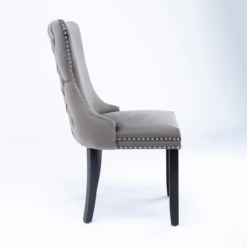 Chaise de salle à manger à dossier haut en velours beige/doré/gris/bleu, 1 personne