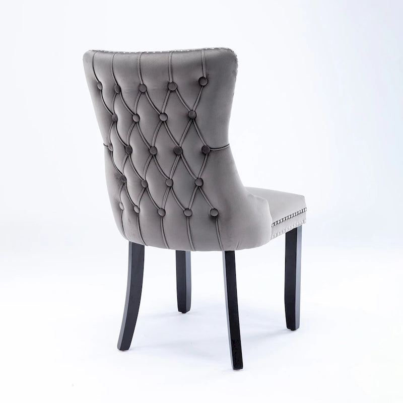 Chaise de salle à manger à dossier haut en velours beige/doré/gris/bleu, 1 personne