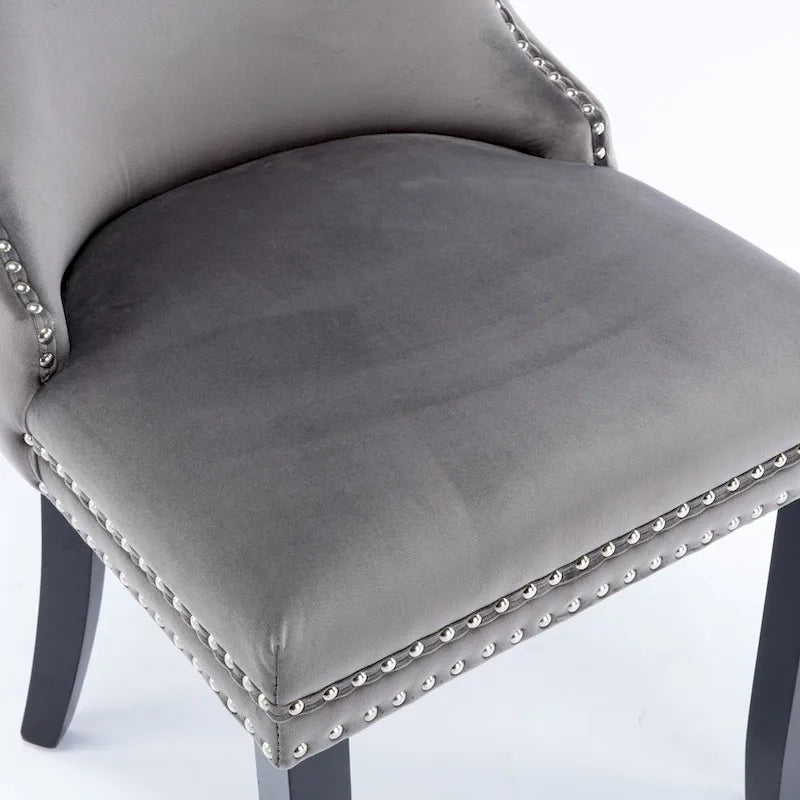 Chaise de salle à manger à dossier haut en velours beige/doré/gris/bleu, 1 personne