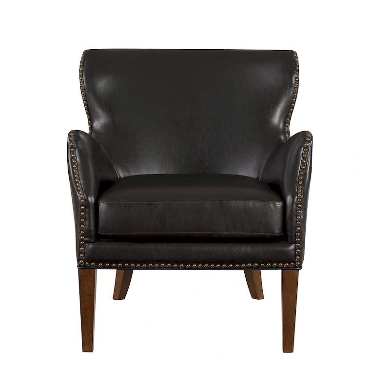 Fauteuil d'appoint haut de gamme en similicuir bleu nuit / marron selle / marron foncé, 1 personne