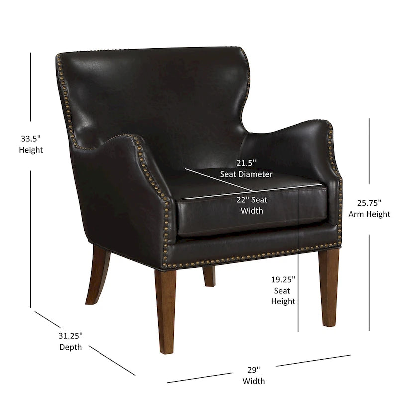 Fauteuil d'appoint haut de gamme en similicuir bleu nuit / marron selle / marron foncé, 1 personne