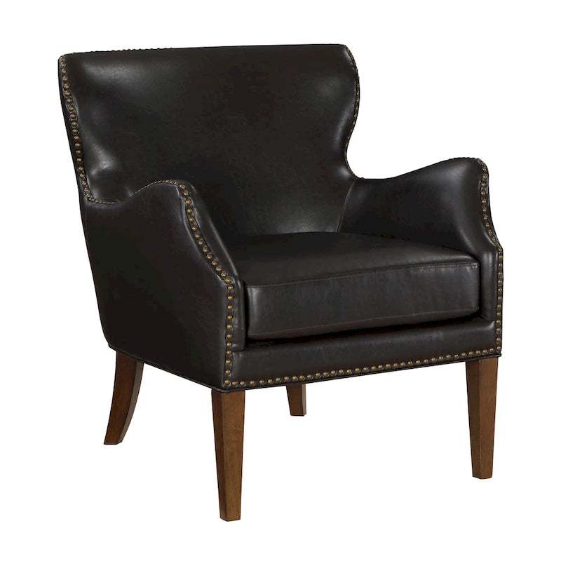 Fauteuil d'appoint haut de gamme en similicuir bleu nuit / marron selle / marron foncé, 1 personne