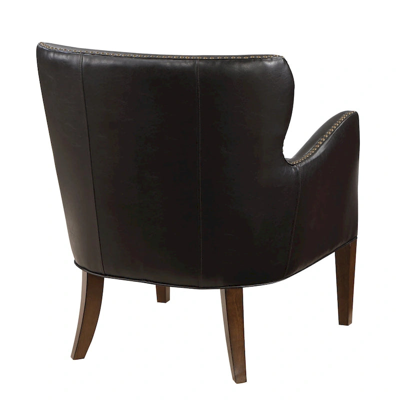 Fauteuil d'appoint haut de gamme en similicuir bleu nuit / marron selle / marron foncé, 1 personne