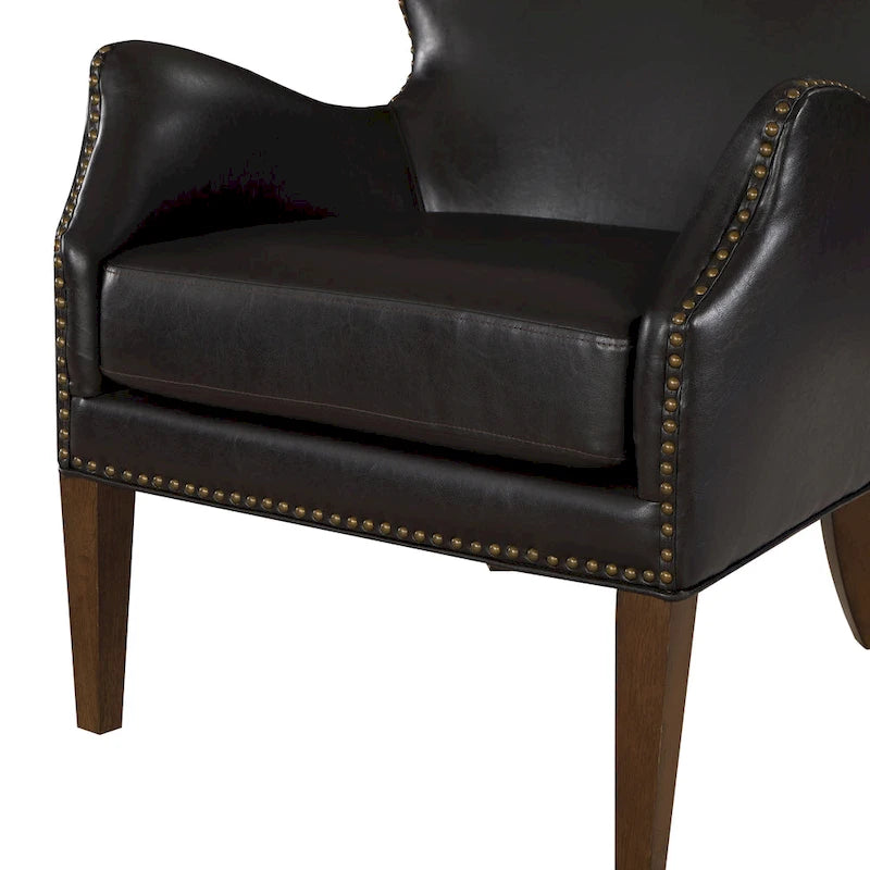 Fauteuil d'appoint haut de gamme en similicuir bleu nuit / marron selle / marron foncé, 1 personne