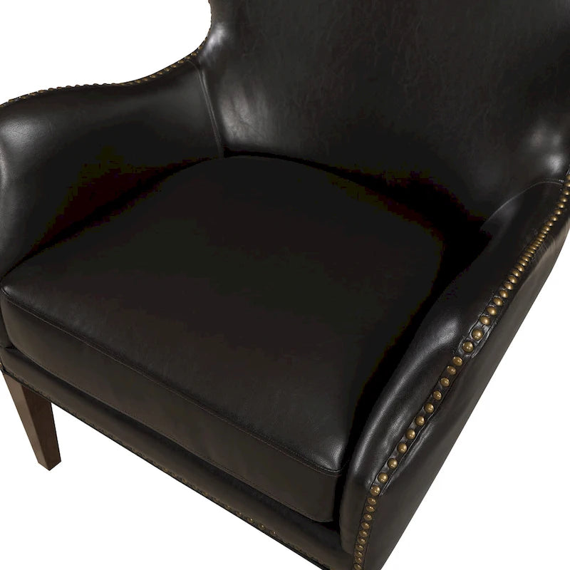 Fauteuil d'appoint haut de gamme en similicuir bleu nuit / marron selle / marron foncé, 1 personne