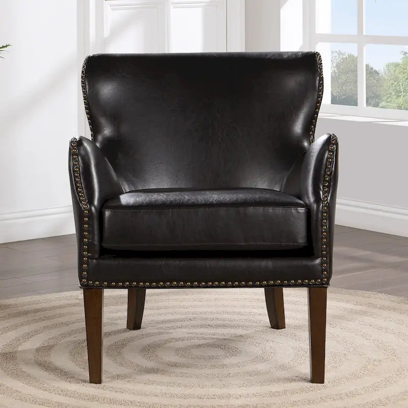 Fauteuil d'appoint haut de gamme en similicuir bleu nuit / marron selle / marron foncé, 1 personne