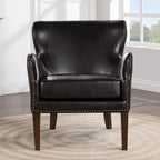 Fauteuil d'appoint haut de gamme en similicuir bleu nuit / marron selle / marron foncé, 1 personne