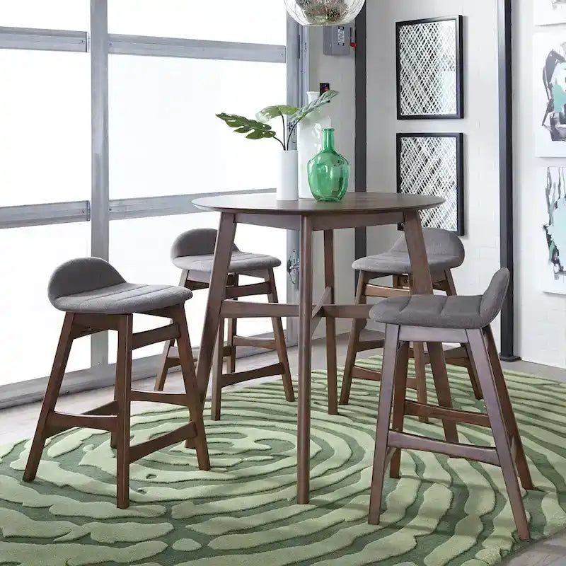 Chaise de comptoir de 24 pouces en noyer satiné (ensemble de 2)