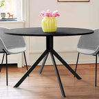 Table à manger ronde noire, 109 cm de diamètre, 4-5 places