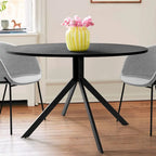 Table à manger ronde noire, 109 cm de diamètre, 4-5 places