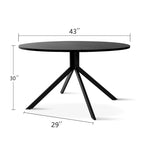 Table à manger ronde noire, 109 cm de diamètre, 4-5 places