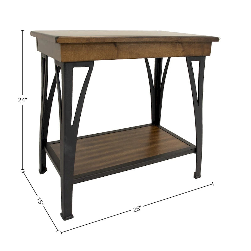 Table d'appoint à 1 étagère, finition cuivre