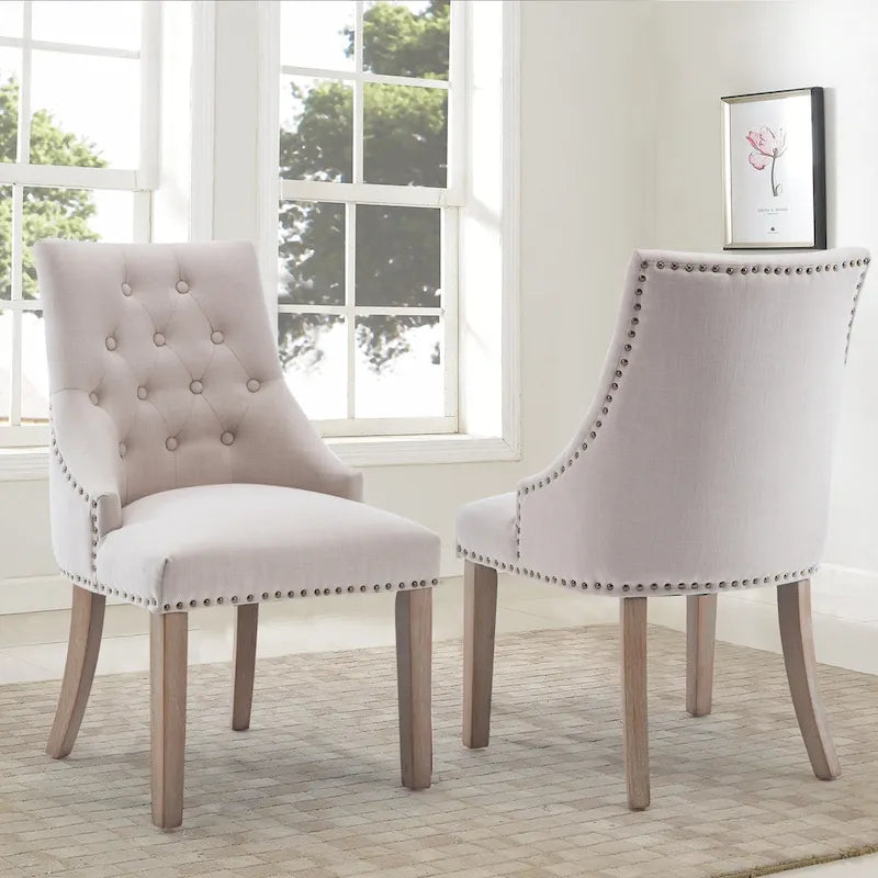 Chaise de salle à manger d'appoint capitonnée du milieu du siècle avec garniture cloutée, lot de 2