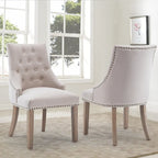 Chaise de salle à manger d'appoint capitonnée du milieu du siècle avec garniture cloutée, lot de 2