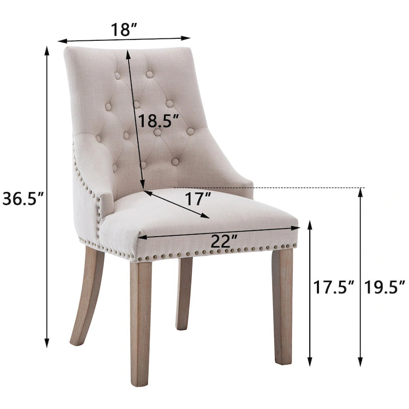 Chaise de salle à manger d'appoint capitonnée du milieu du siècle avec garniture cloutée, lot de 2