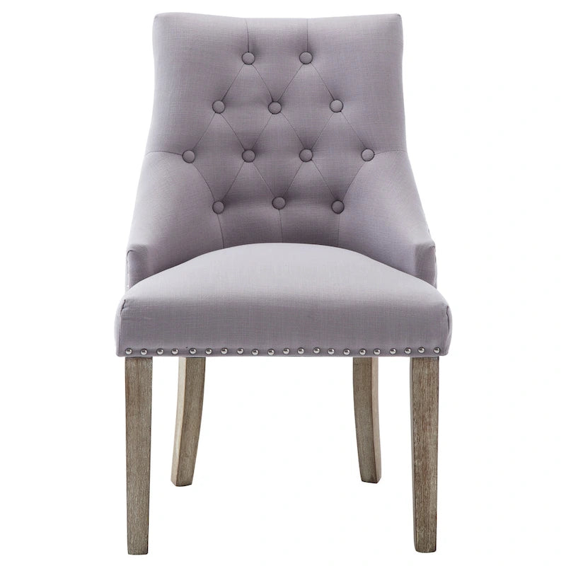 Chaise de salle à manger d'appoint capitonnée du milieu du siècle avec garniture cloutée, lot de 2