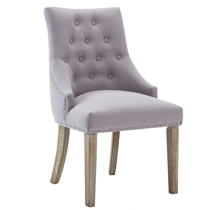 Chaise de salle à manger d'appoint capitonnée du milieu du siècle avec garniture cloutée, lot de 2