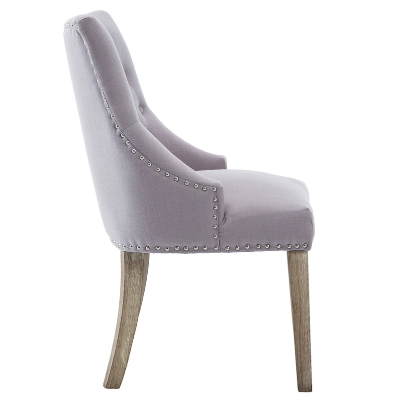 Chaise de salle à manger d'appoint capitonnée du milieu du siècle avec garniture cloutée, lot de 2
