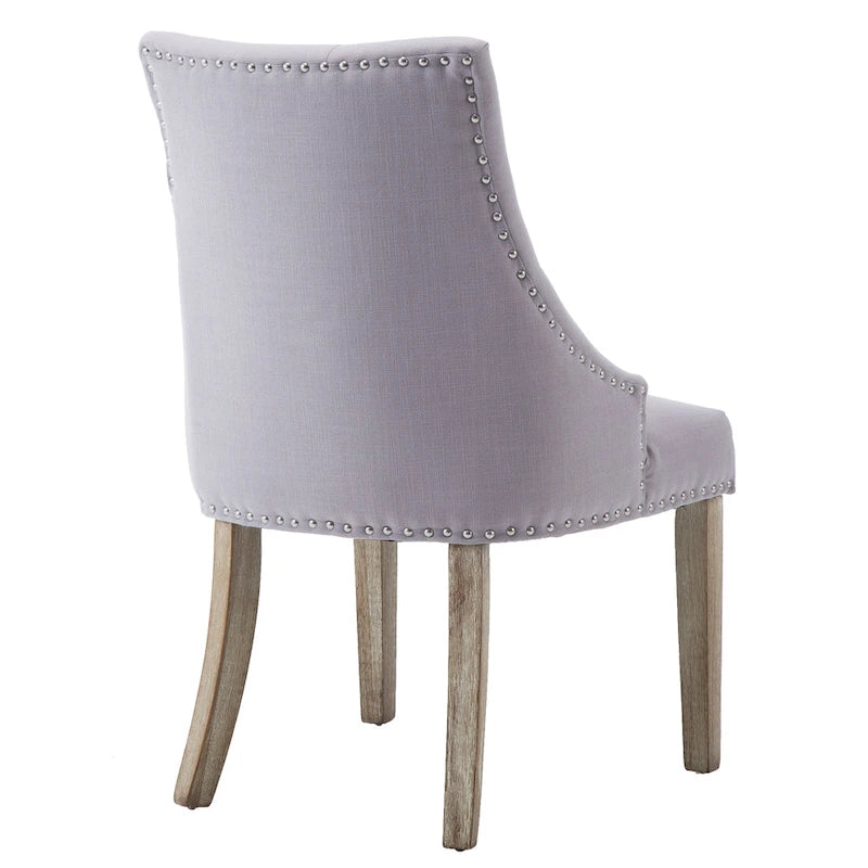 Chaise de salle à manger d'appoint capitonnée du milieu du siècle avec garniture cloutée, lot de 2
