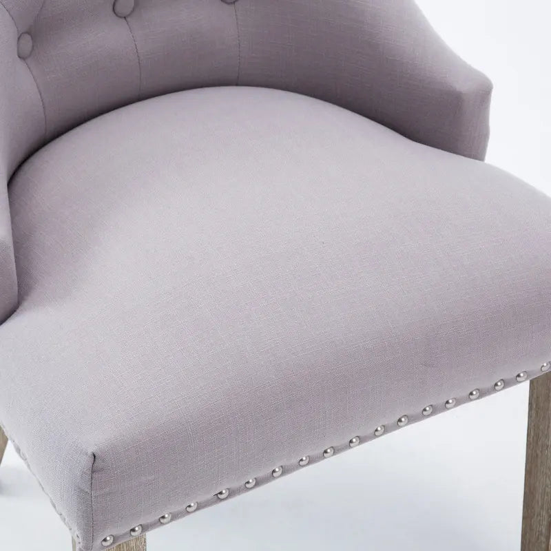 Chaise de salle à manger d'appoint capitonnée du milieu du siècle avec garniture cloutée, lot de 2