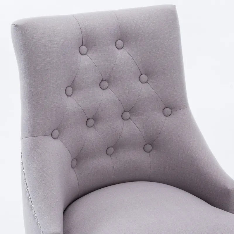 Chaise de salle à manger d'appoint capitonnée du milieu du siècle avec garniture cloutée, lot de 2