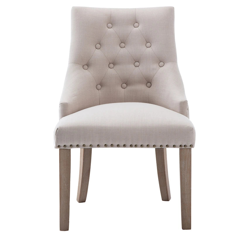 Chaise de salle à manger d'appoint capitonnée du milieu du siècle avec garniture cloutée, lot de 2