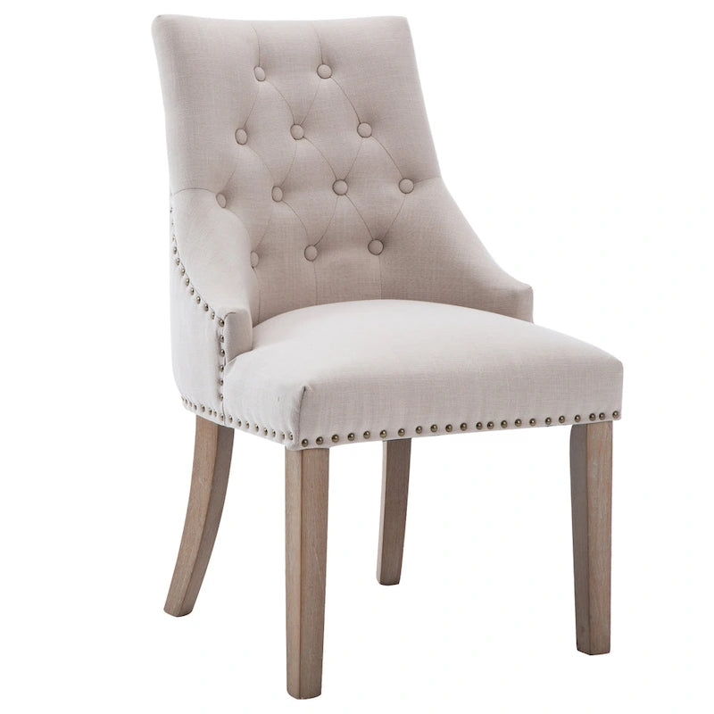 Chaise de salle à manger d'appoint capitonnée du milieu du siècle avec garniture cloutée, lot de 2