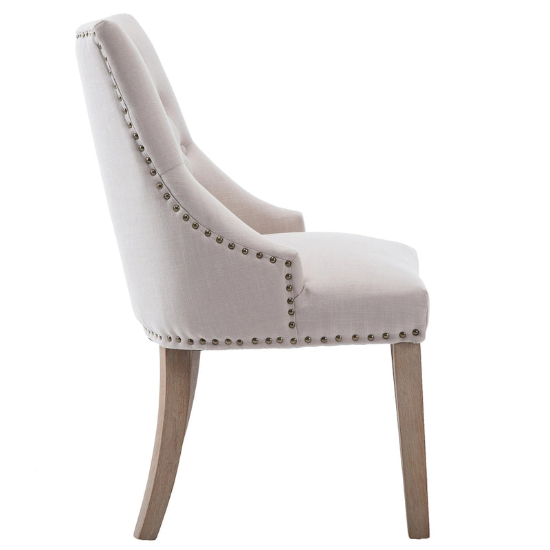 Chaise de salle à manger d'appoint capitonnée du milieu du siècle avec garniture cloutée, lot de 2