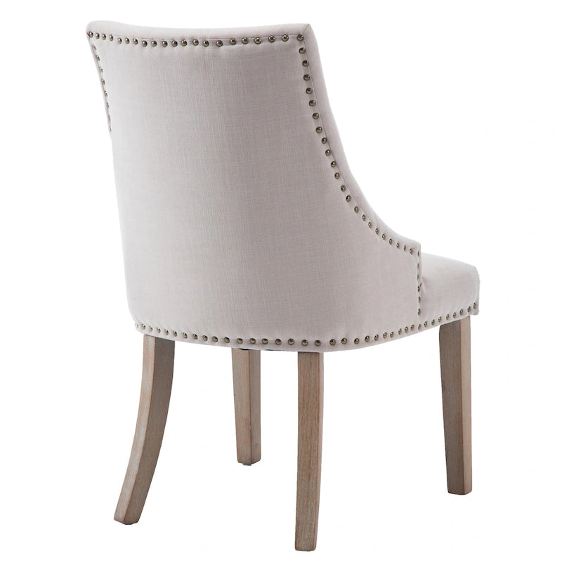 Chaise de salle à manger d'appoint capitonnée du milieu du siècle avec garniture cloutée, lot de 2
