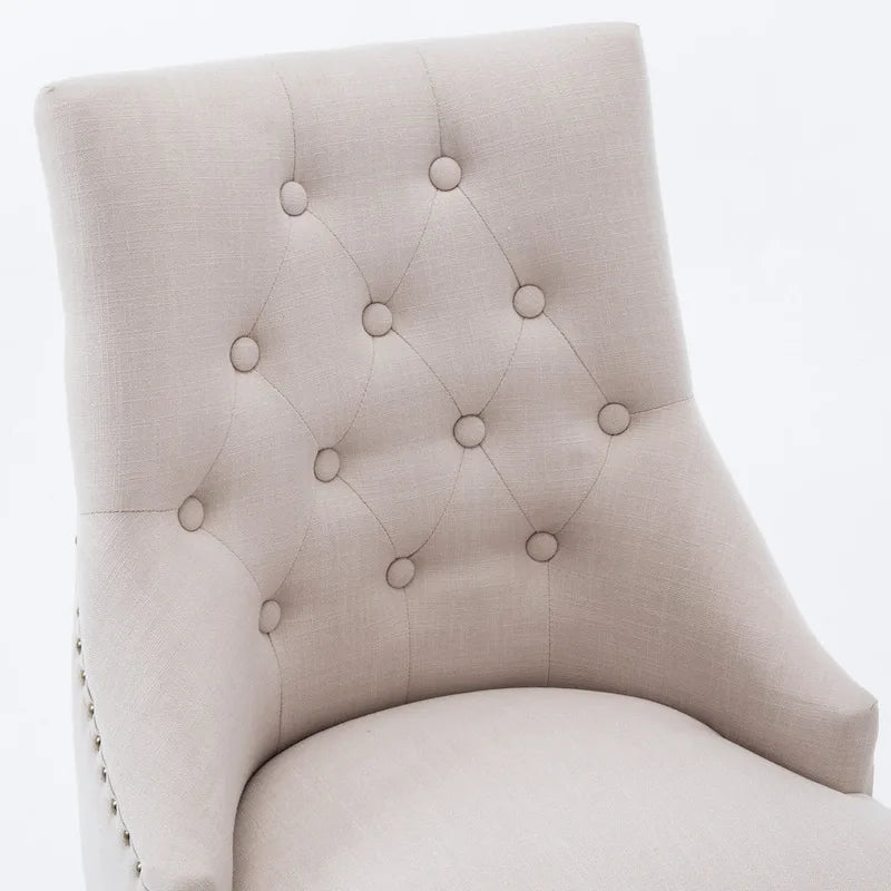 Chaise de salle à manger d'appoint capitonnée du milieu du siècle avec garniture cloutée, lot de 2