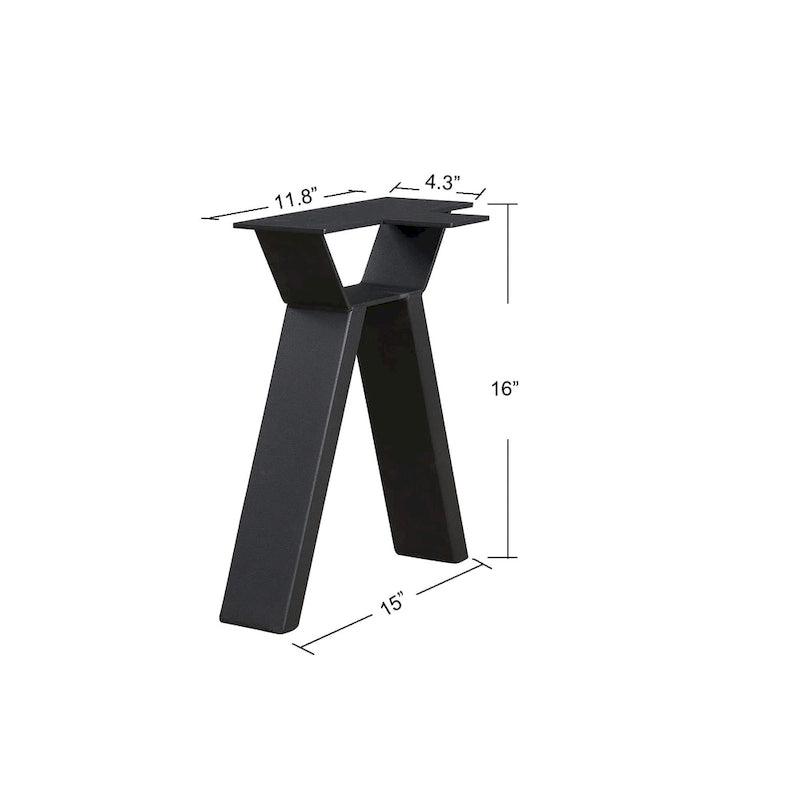 Pieds de table en métal tubulaire carré noir haute résistance, style Mid-Century