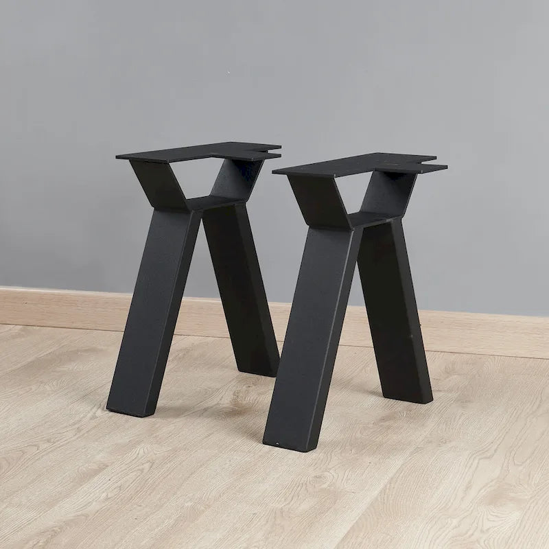 Pieds de table en métal tubulaire carré noir haute résistance, style Mid-Century