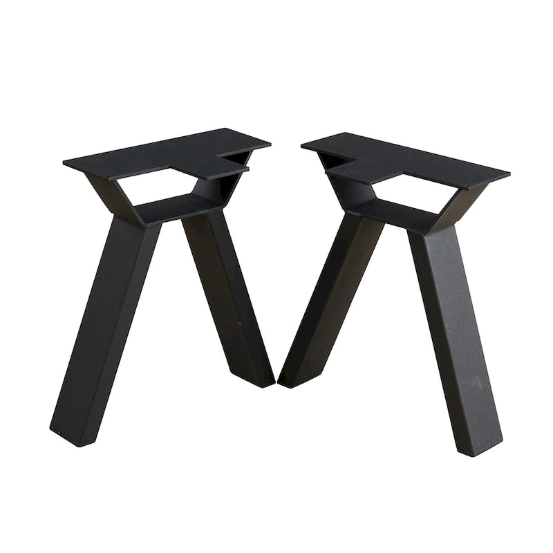 Pieds de table en métal tubulaire carré noir haute résistance, style Mid-Century