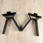 Pieds de table en métal tubulaire carré noir haute résistance, style Mid-Century