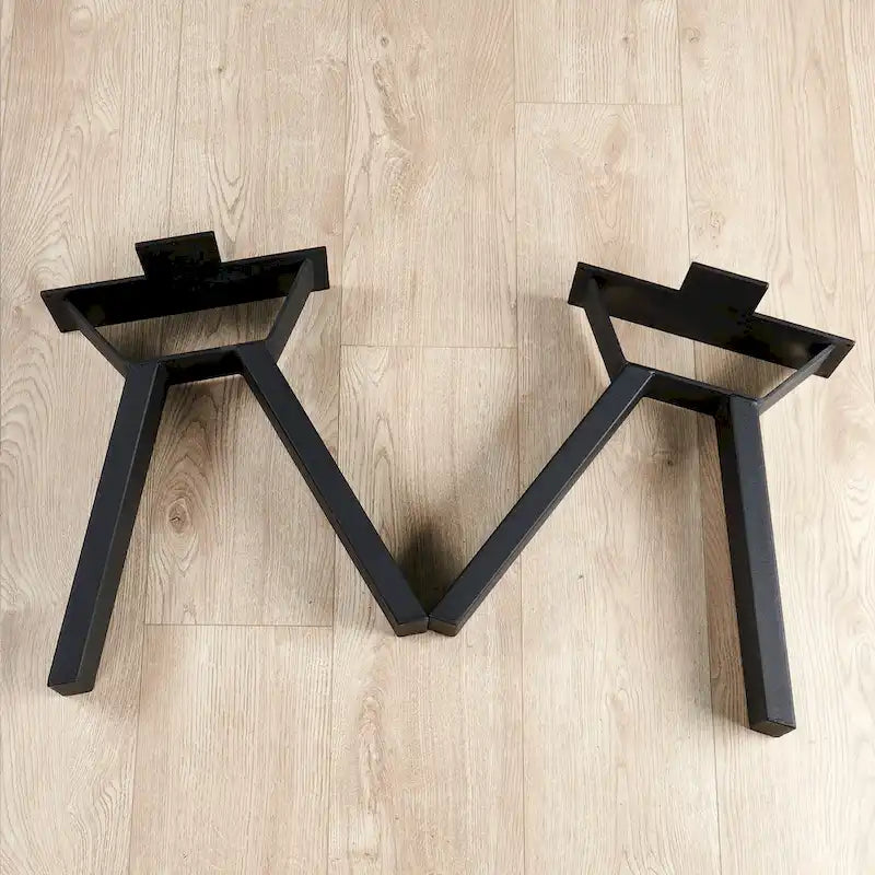 Pieds de table en métal tubulaire carré noir haute résistance, style Mid-Century